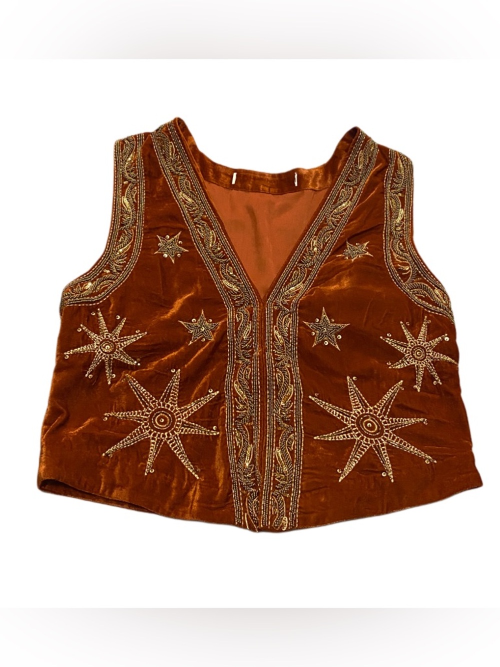Free People Life Of The Party Beaded Star Velvet Vest Size Small